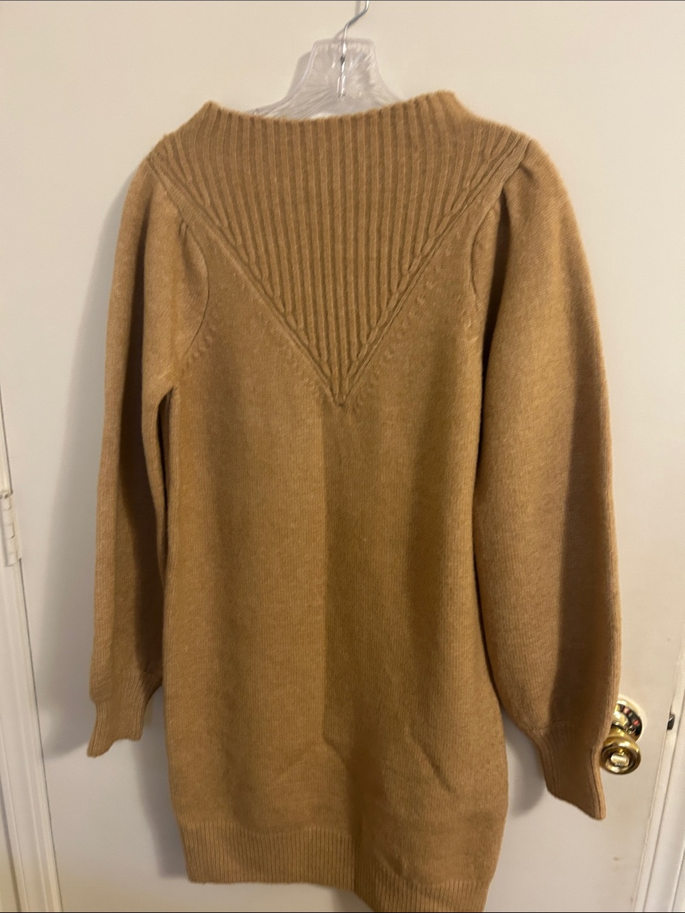 Impressions Camel Scoop Neck Rib Yoke Sweater